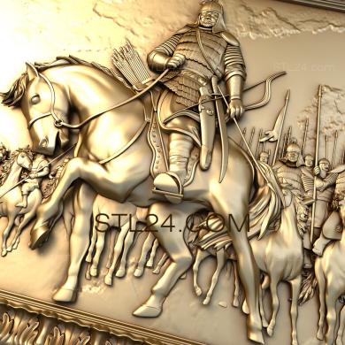 Панно художественные (Воин на коне, PH_0071) 3D модель для ЧПУ станка